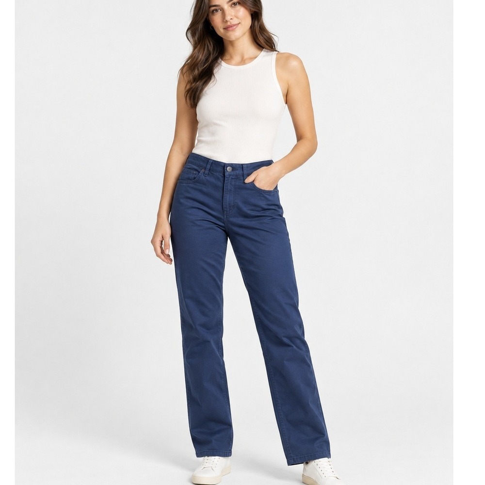 Sunday Best Aritzia Straight Leg Pants Women 10 Navy Blue Excellent Cotton